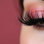 The image shows a close-up of perfectly applied eyelash extensions, illustrating how long they can last.