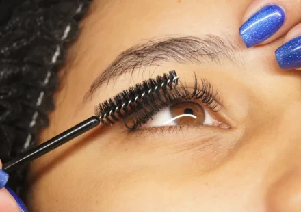Close-up of eyelash extension application on an eye